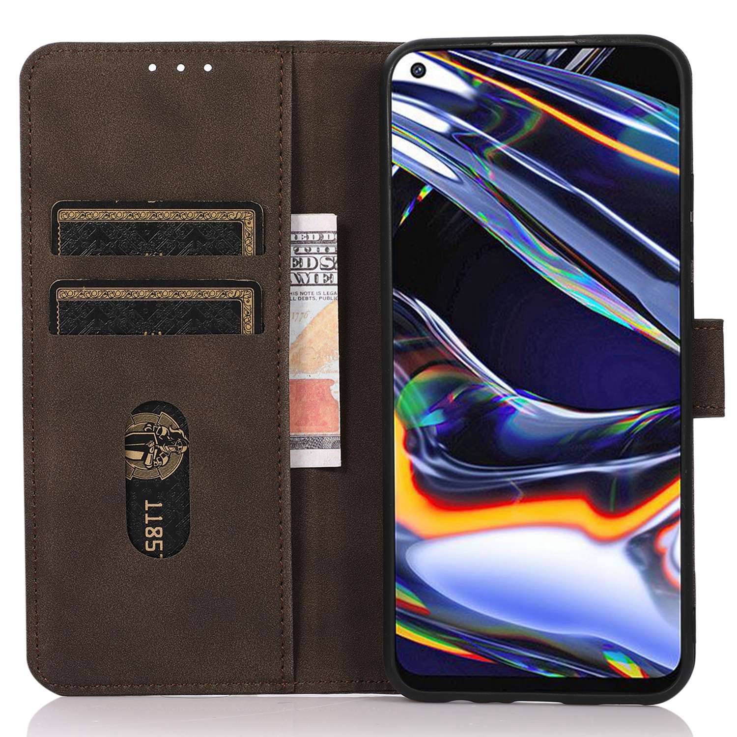KHAZNEH Anti-drop Leather Phone Case for Motorola Moto E13 4G Textured Stand Wallet Protective Phone Cover