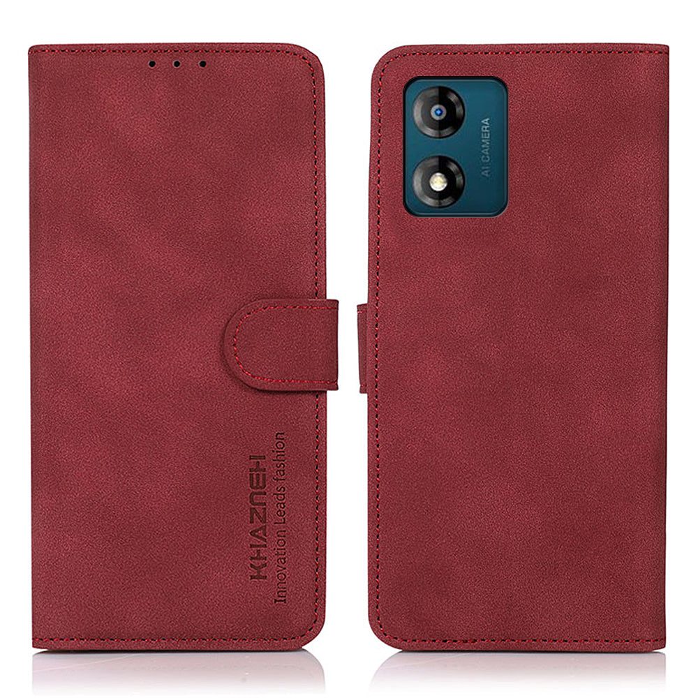 KHAZNEH Anti-drop Leather Phone Case for Motorola Moto E13 4G Textured Stand Wallet Protective Phone Cover
