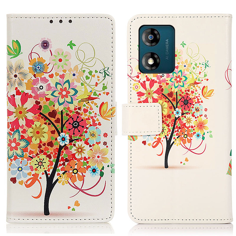 Phone Stand Case for Motorola Moto E13 4G Pattern Printing Wallet Phone Leather Cover