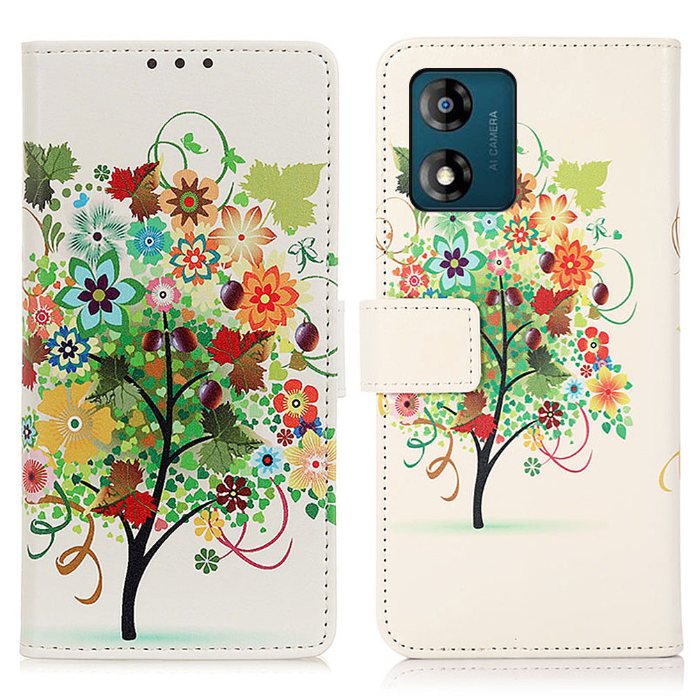 Phone Stand Case for Motorola Moto E13 4G Pattern Printing Wallet Phone Leather Cover