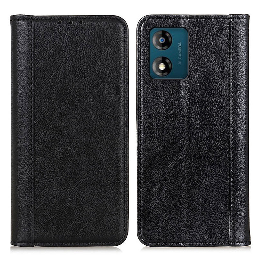 Shockproof Phone Cas For Motorola Moto E13 4G Split Leather Litchi Texture Flip Wallet Anti-fall Phone Cover Stand