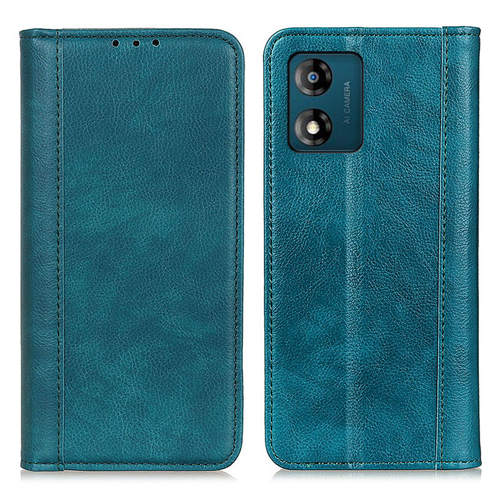 Shockproof Phone Cas For Motorola Moto E13 4G Split Leather Litchi Texture Flip Wallet Anti-fall Phone Cover Stand
