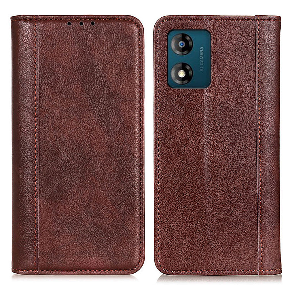 Shockproof Phone Cas For Motorola Moto E13 4G Split Leather Litchi Texture Flip Wallet Anti-fall Phone Cover Stand