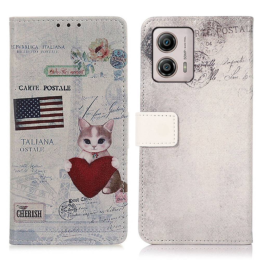 For Motorola Moto G53 5G G13 4G G23 4G Pattern Printing Phone Wallet Case Stand PU Leather Cell Phone Cover