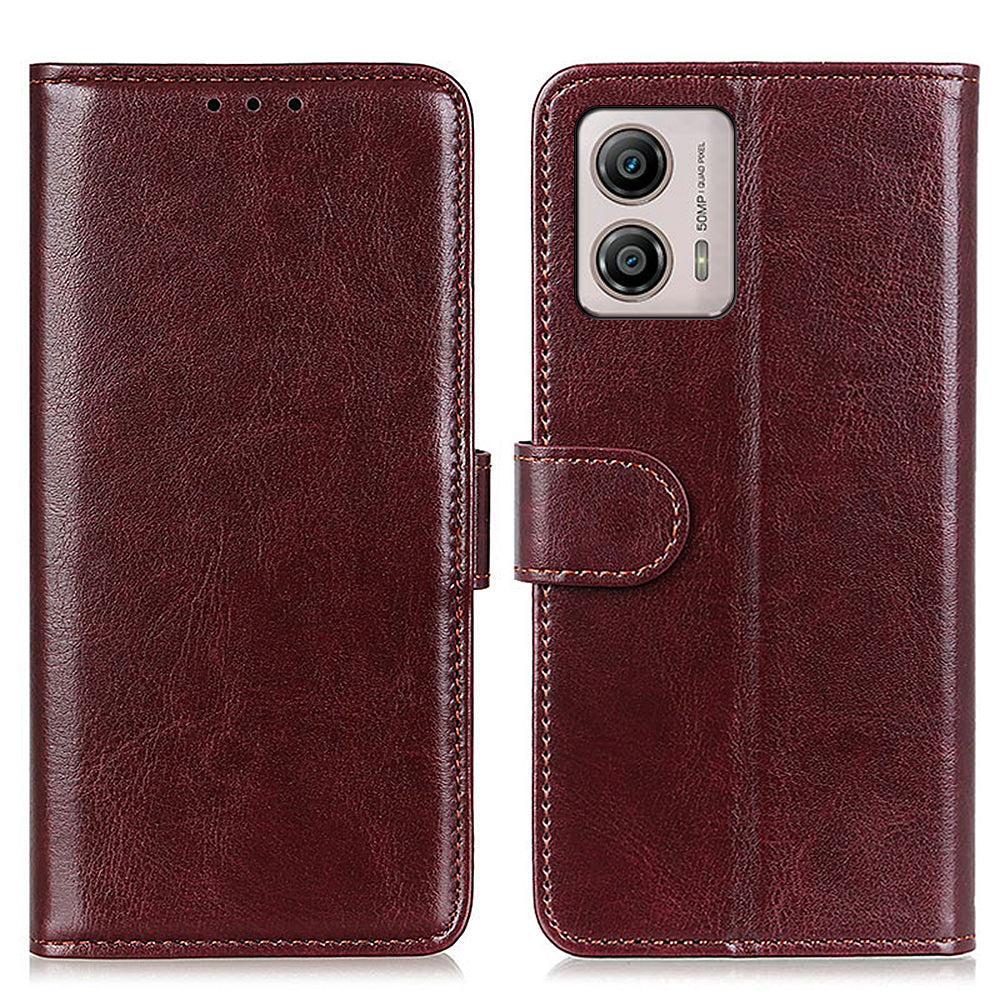 PU Leather Phone Case for Motorola Moto G53 5G G13 4G G23 4G Crazy Horse Texture Stand Wallet Phone Cover