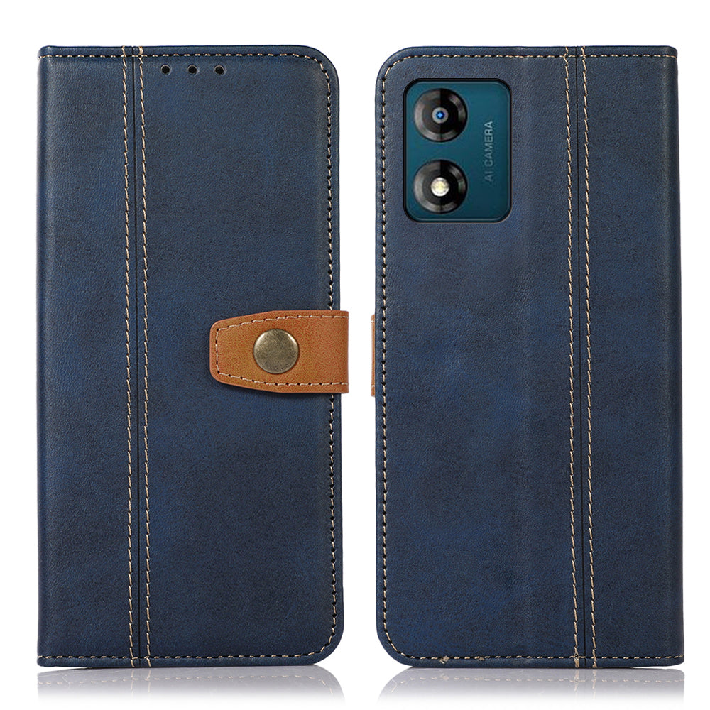 Leather Phone Case for Motorola Moto E13 4G Calf Texture Cell Phone Wallet Cover