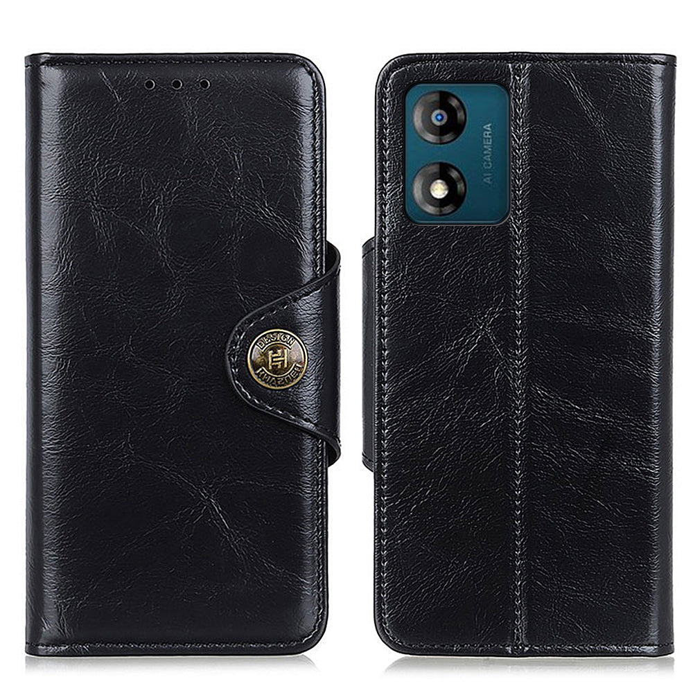 KHAZHEN Phone Case for Motorola Moto E13 4G Textured PU Leather Wallet Stand Smartphone Cover