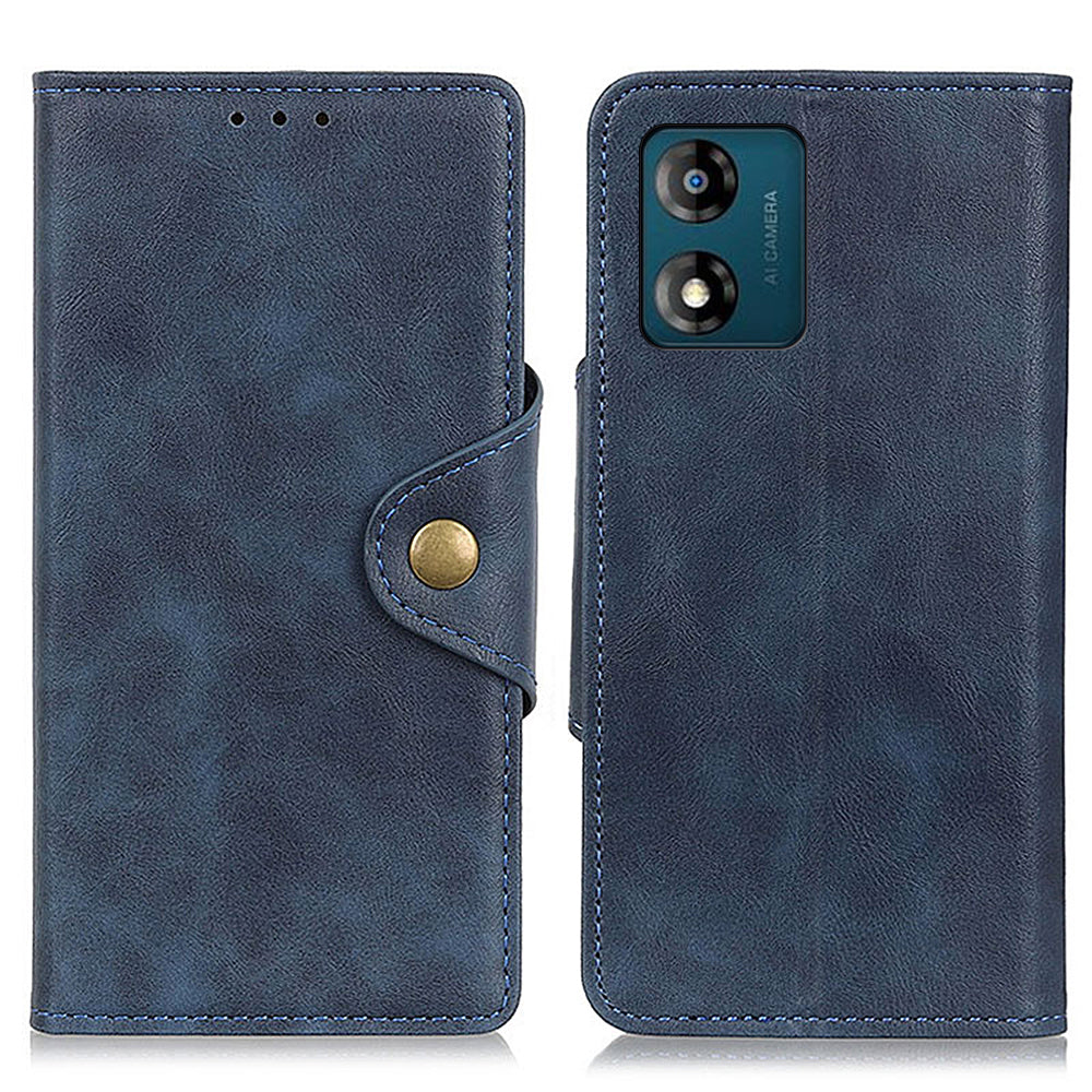 PU Leather Phone Stand Case for Motorola Moto E13 4G Magnetic Brass Buckle Wallet Cell Phone Cover