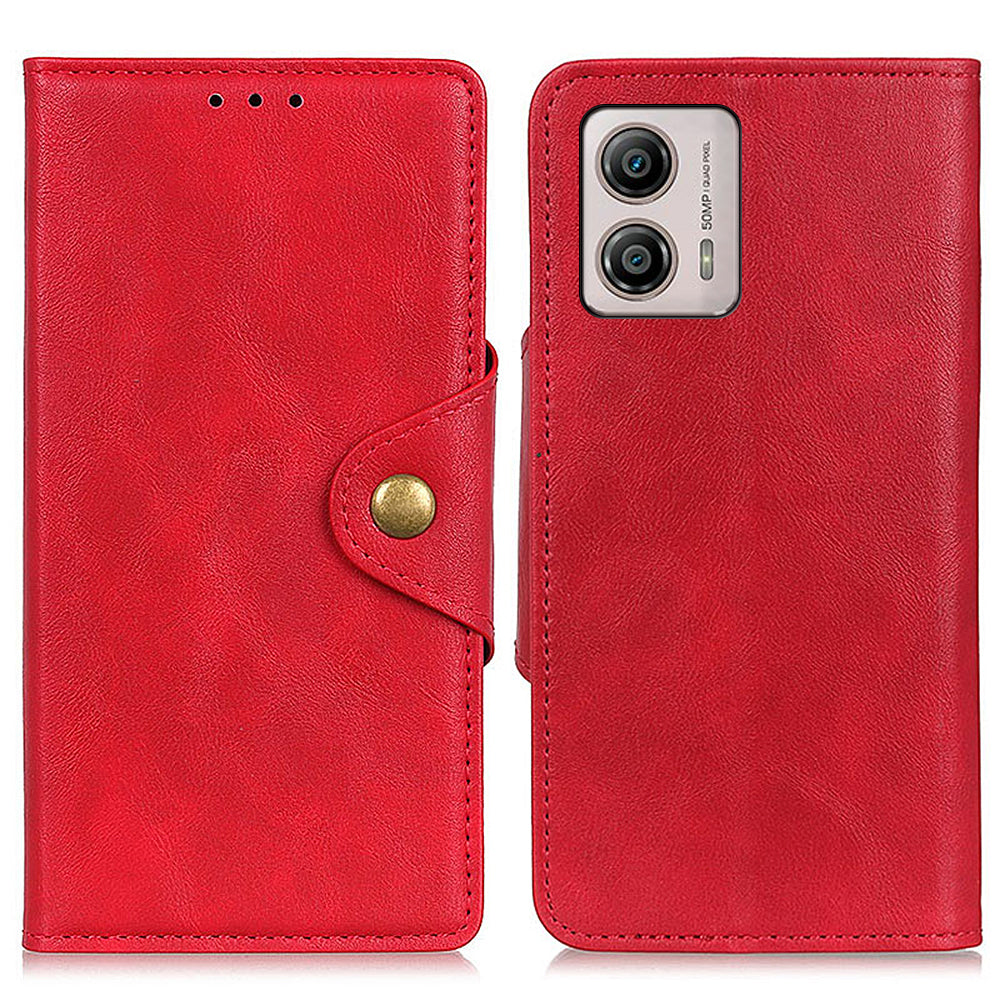 Leather Phone Case for Motorola Moto G53 5G G13 4G G23 4G Magnetic Brass Buckle Wallet Stand Phone Cover