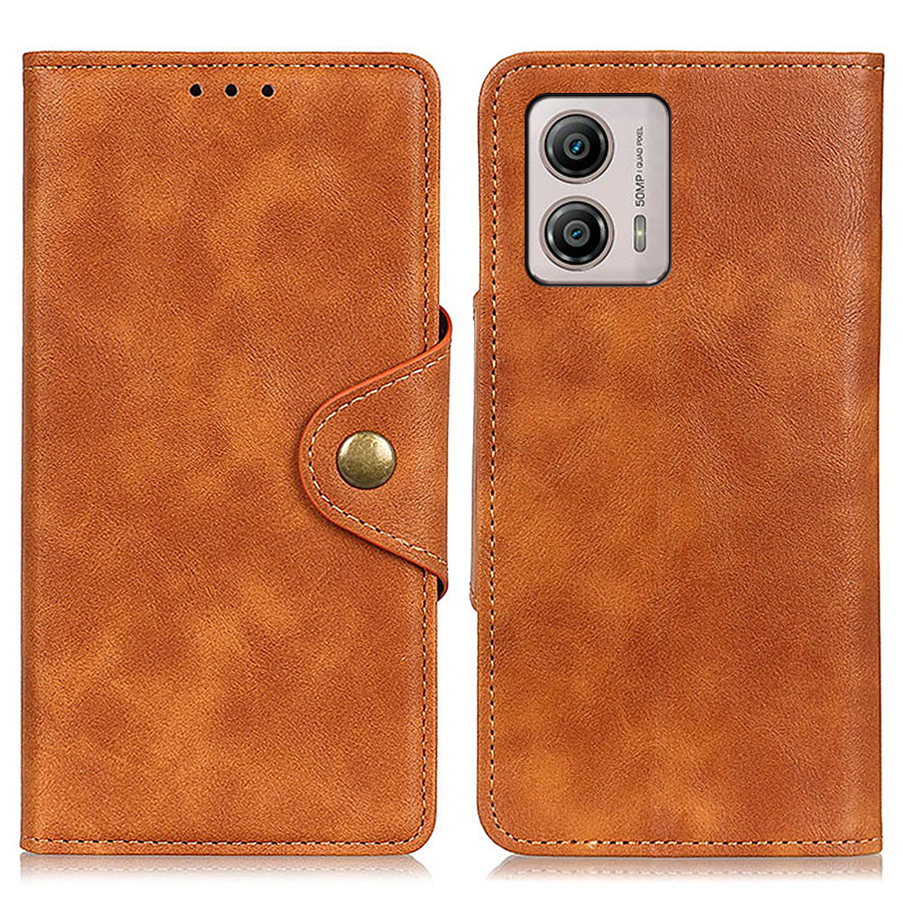 Leather Phone Case for Motorola Moto G53 5G G13 4G G23 4G Magnetic Brass Buckle Wallet Stand Phone Cover
