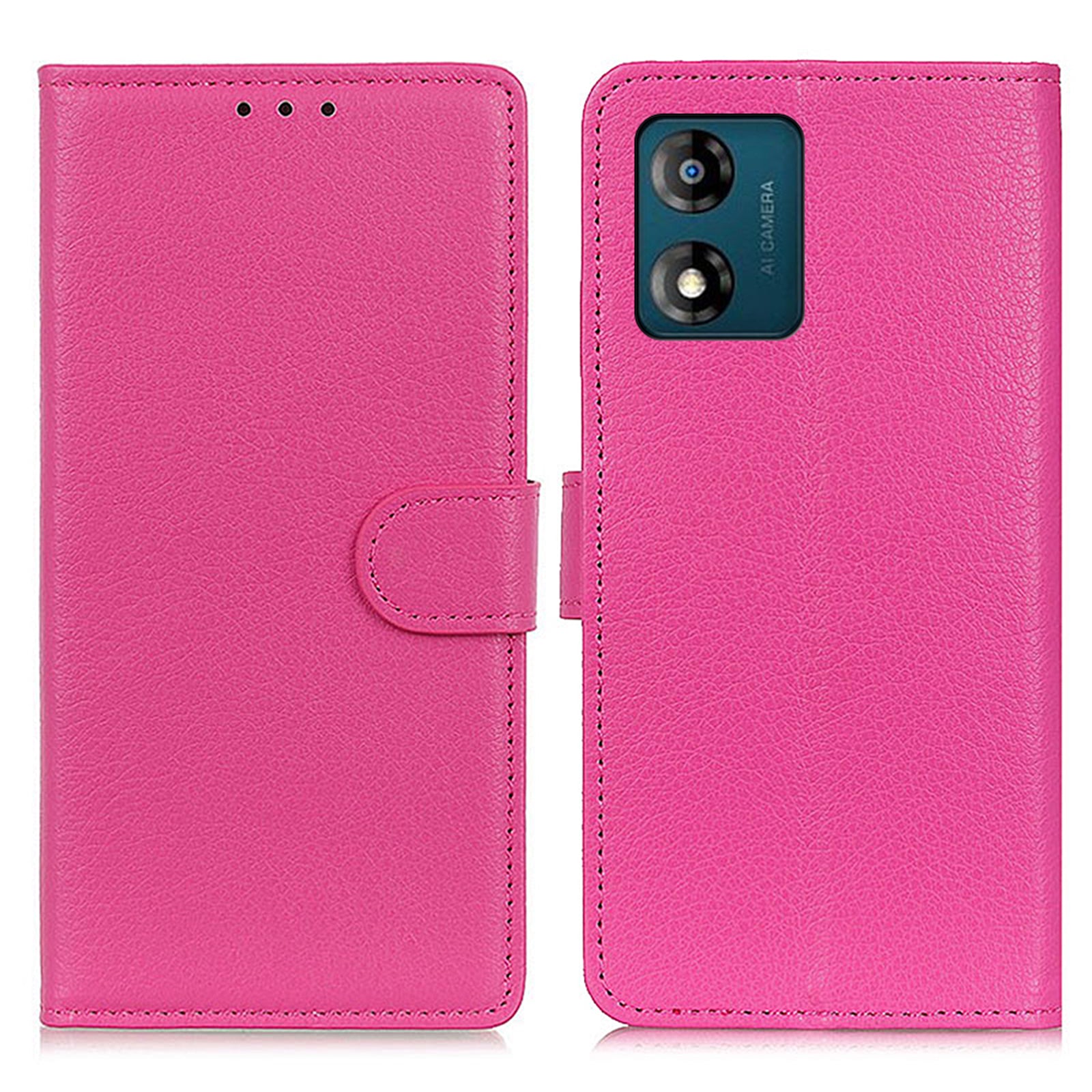 Full Protection Phone Case for Motorola Moto E13 4G Litchi Texture Flip Wallet Stand Cell Phone Cover