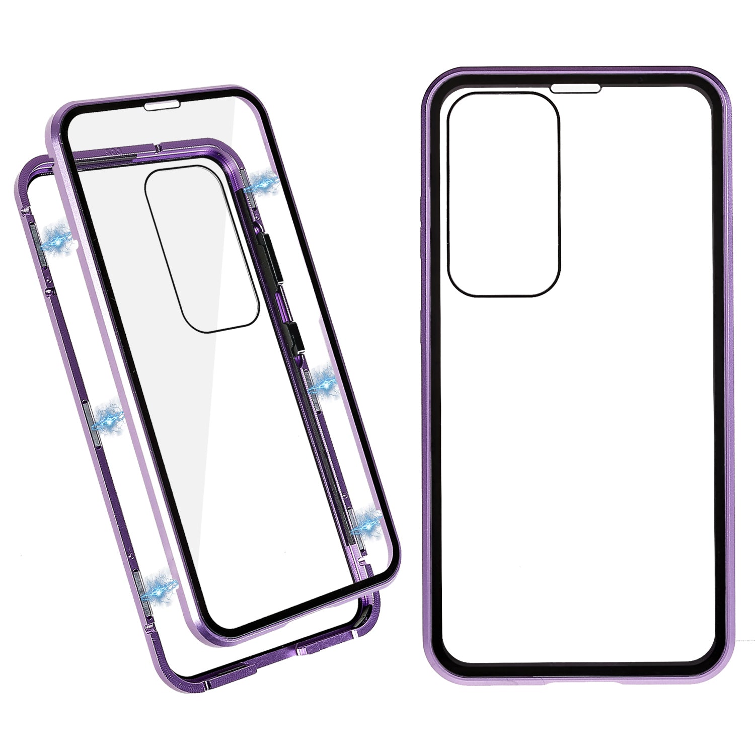 Magnetic Double-Sided Tempered Glass Phone Case for Samsung Galaxy S23 Metal Frame Full Body Clear Phone Cover