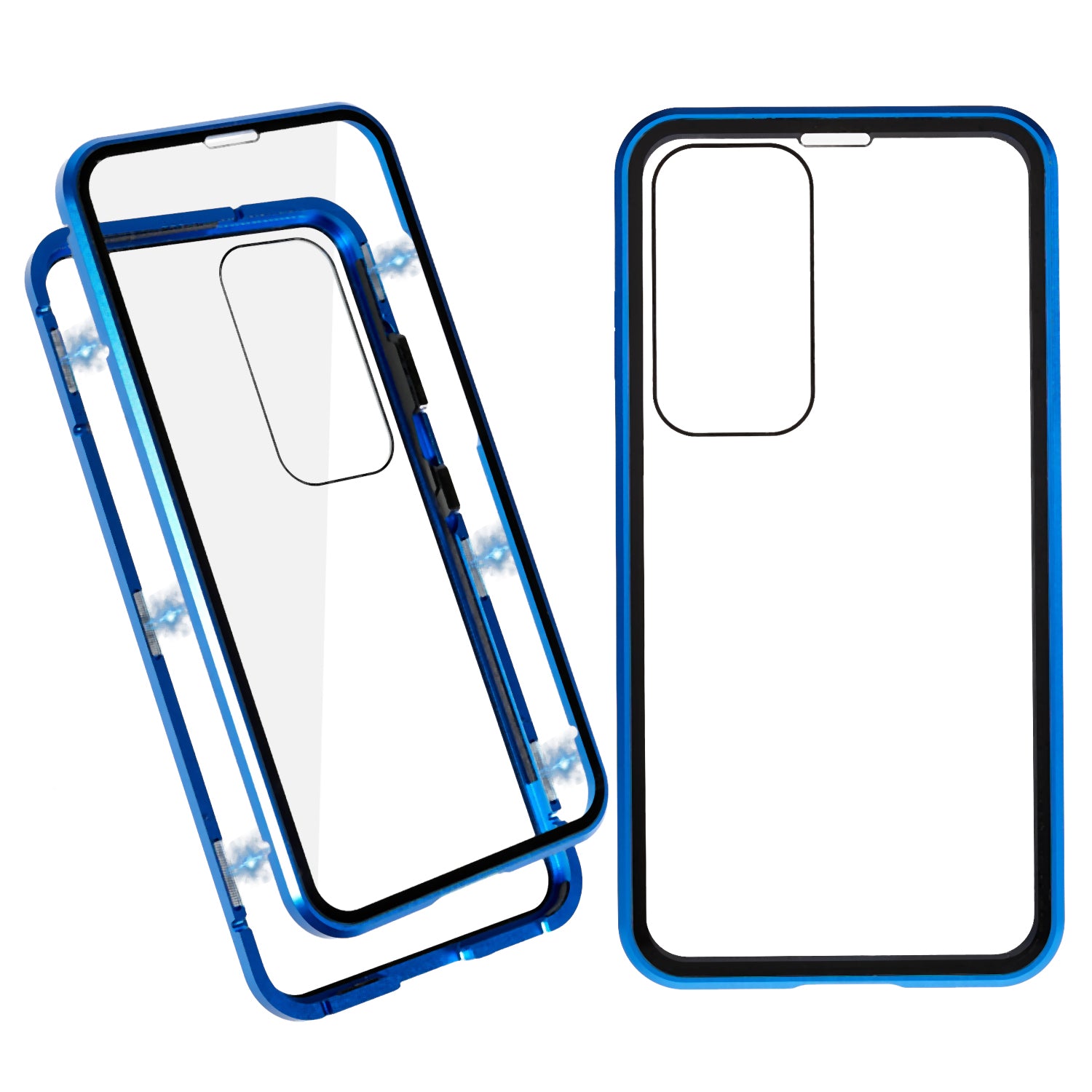 Double Sided Clear Tempered Glass Phone Case for Samsung Galaxy S23 Magnet Absorption Metal Bumper Frame Shockproof Cover