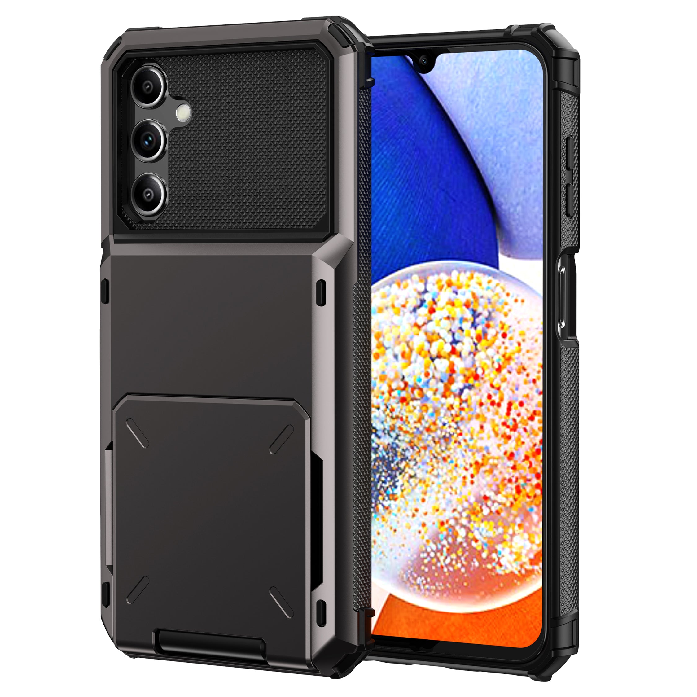 For Samsung Galaxy A14 5G Phone Flip Card Holder Anti-fall TPU PC Phone Case Protective Shell