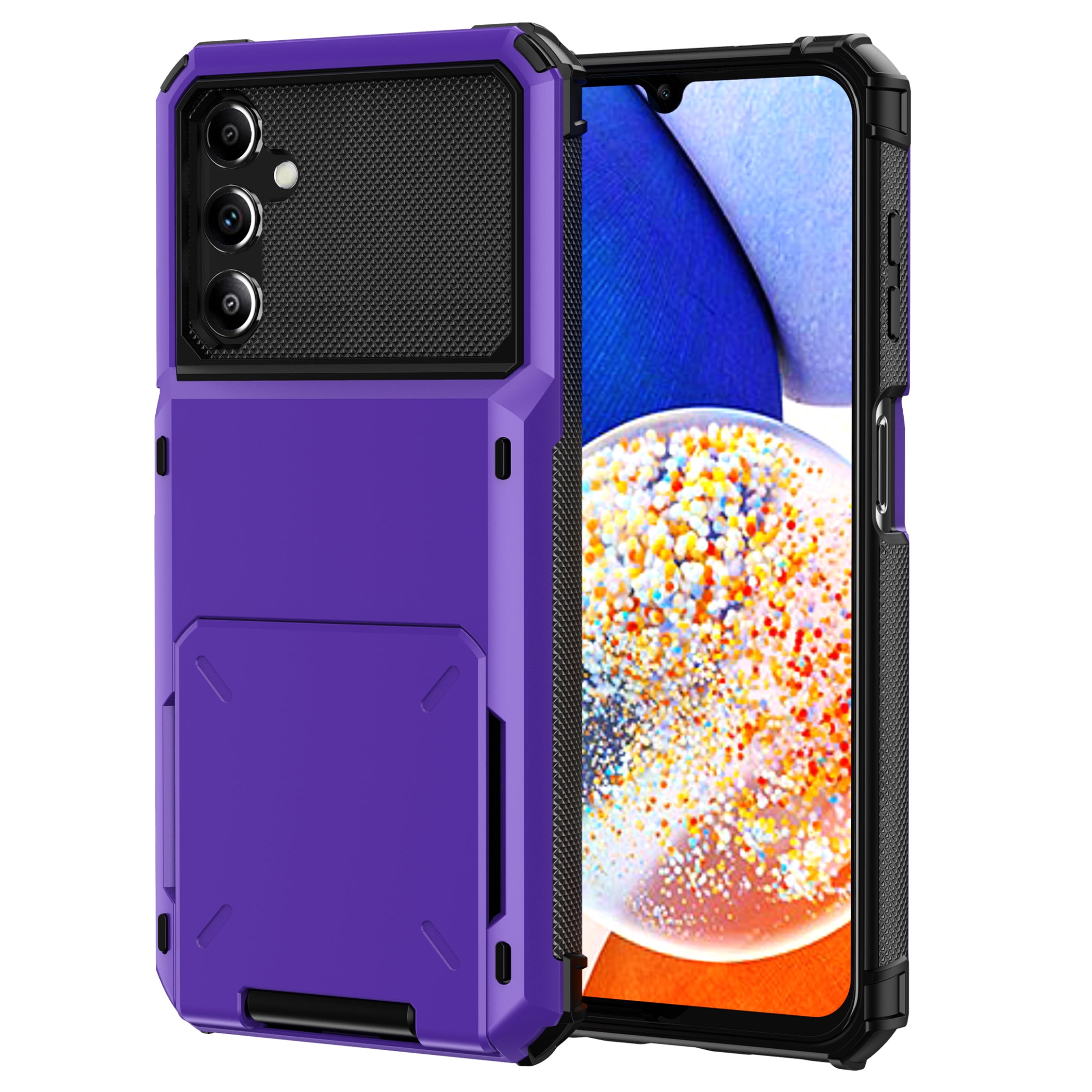 For Samsung Galaxy A14 5G Phone Flip Card Holder Anti-fall TPU PC Phone Case Protective Shell