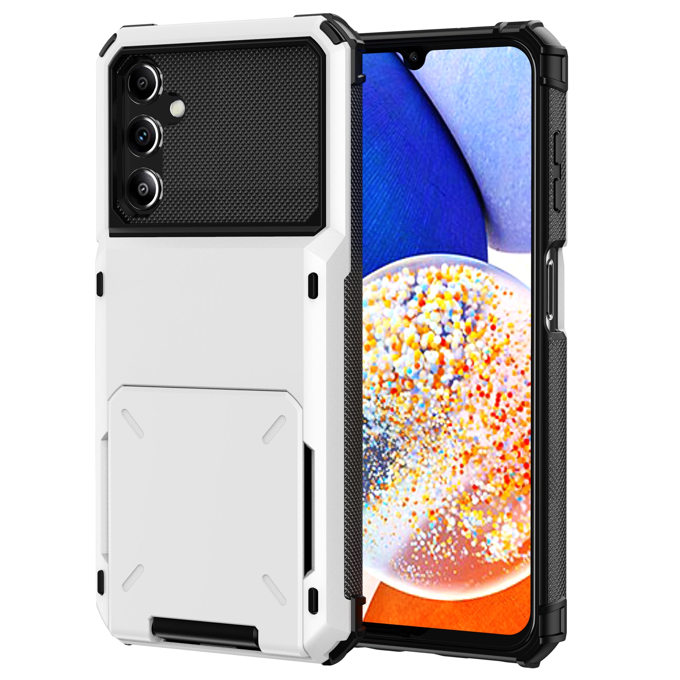 For Samsung Galaxy A14 5G Phone Flip Card Holder Anti-fall TPU PC Phone Case Protective Shell