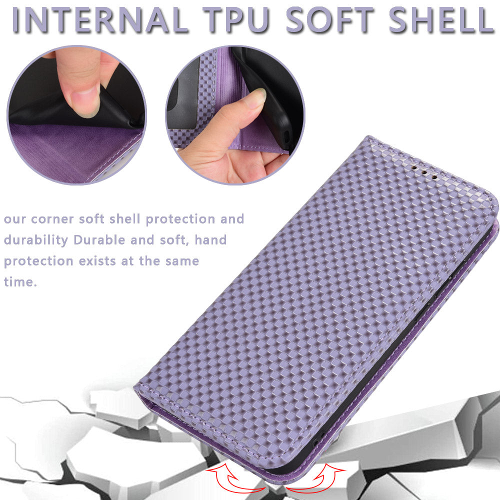 Grid Texture Leather Case for Samsung Galaxy S23 Ultra Wallet Phone Case Folio Flip Cover with Stand