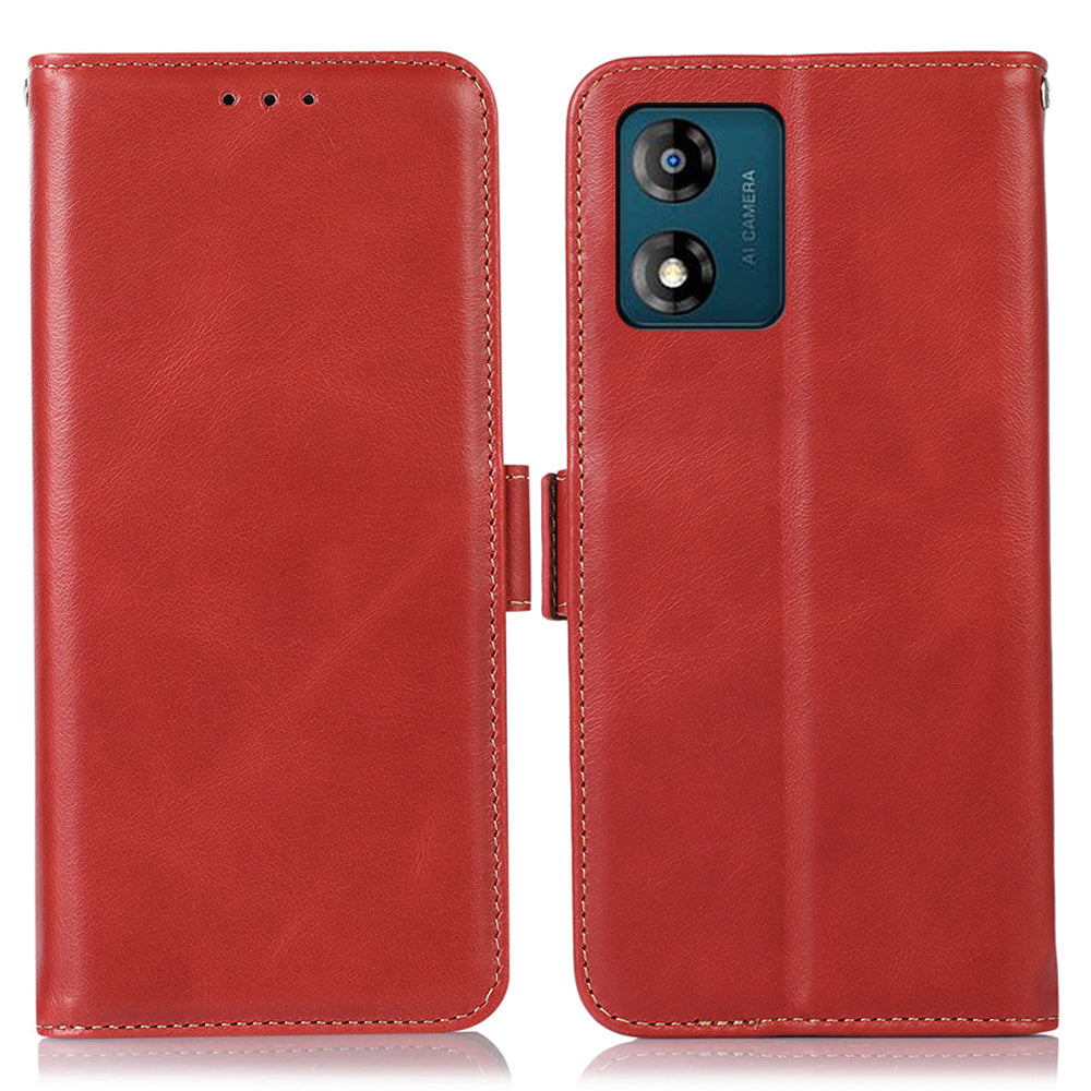Anti-drop Phone Cover For Motorola Moto E13 4G RFID Blocking Phone Case Genuine Cowhide Leather Magnetic Flip Case Wallet Stand