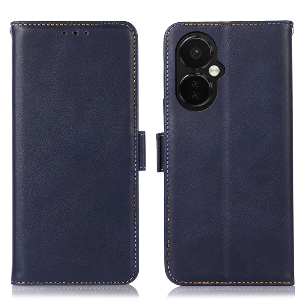 For OnePlus Nord CE 3 Lite 5G Nord N30 5G RFID Blocking Mobile Phone Case Genuine Cowhide Leather Anti-fall Phone Cover with Wallet Stand