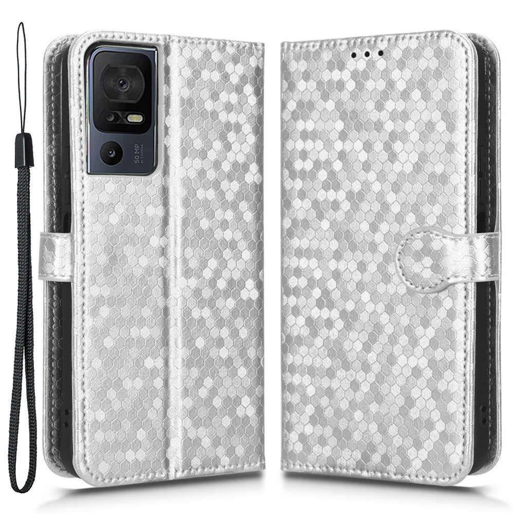 For TCL 40 SE Wrist Strap Phone Shell Dot Pattern Imprinted Phone Cover PU Leather Shockproof Wallet Stand Case