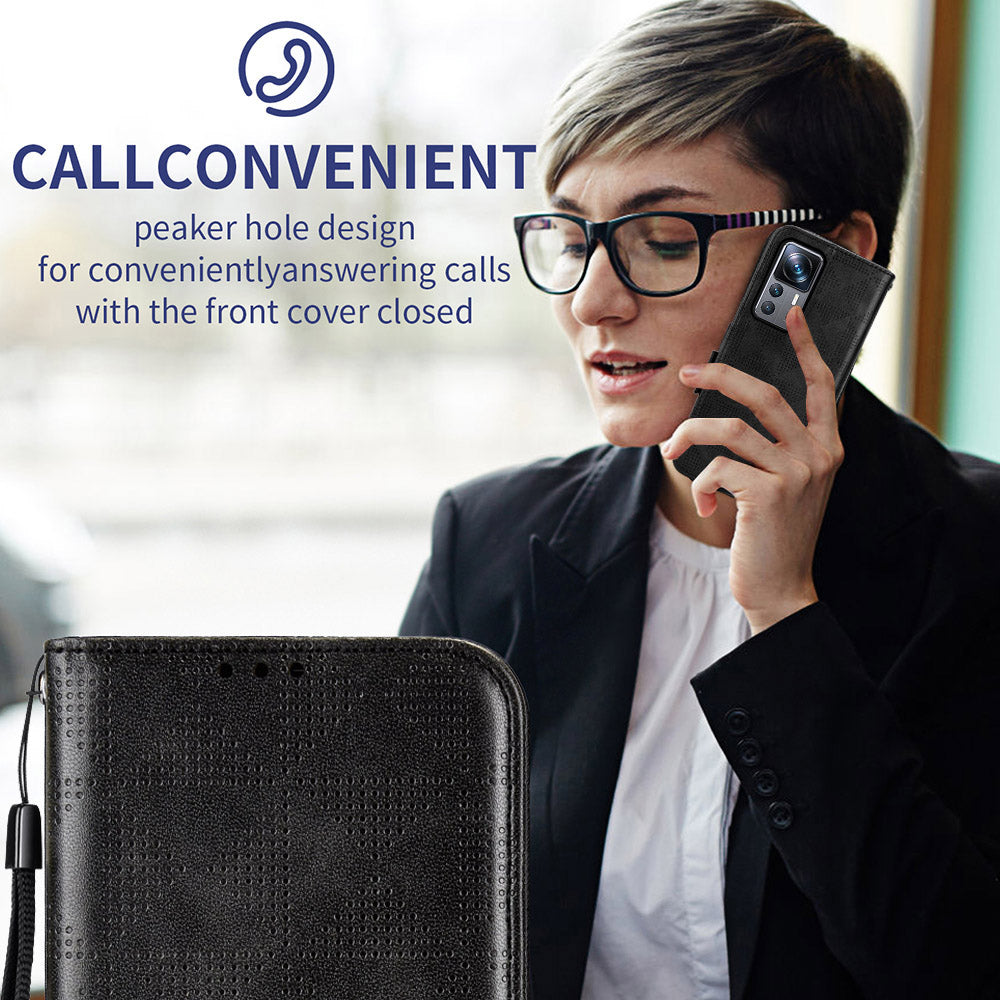 For TCL 40 SE Dustproof Cell Phone Case PU Leather Imprinted Triangle Pattern Stand Phone Cover Wallet