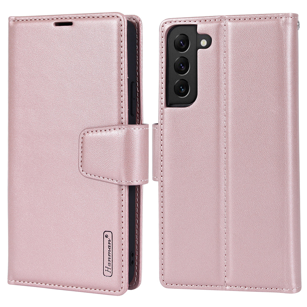 HANMAN Miro2 Series Detachable Wallet Case for Samsung Galaxy S23 PU Leather Removable Inner Magnetic TPU Shell Stand Phone Cover