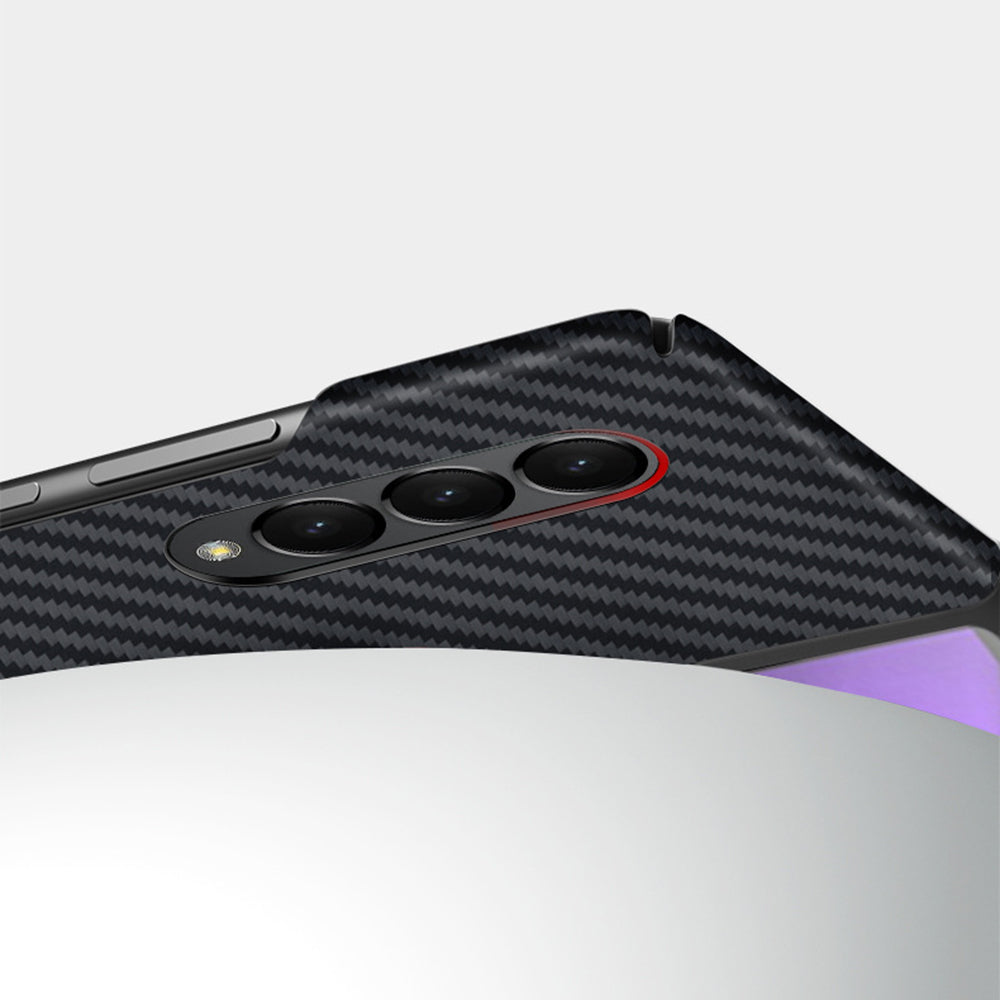 For Samsung Galaxy Z Fold4 5G Shockproof Carbon Fiber Texture Aramid Fiber Back Case Ultra Slim Phone Cover