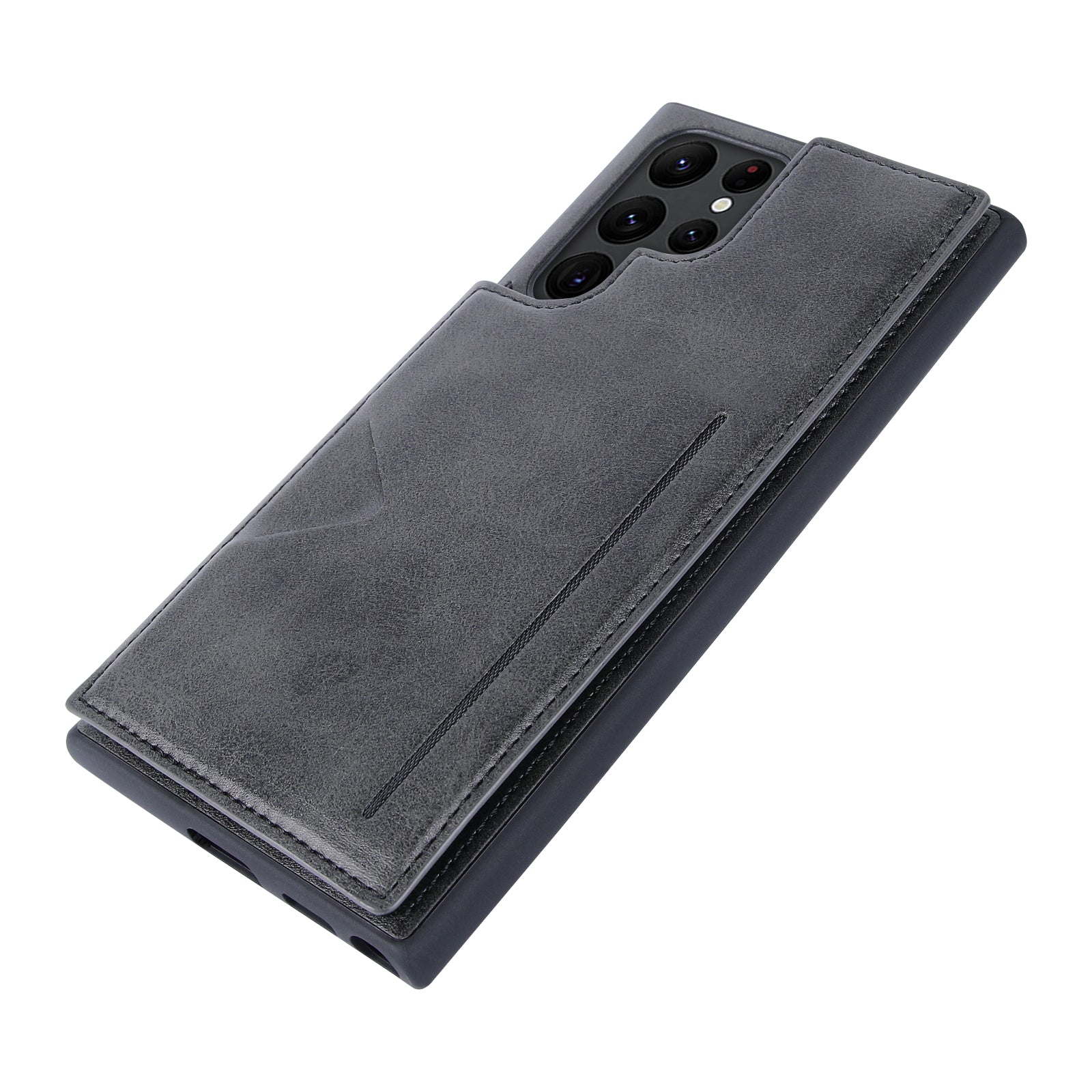HANMAN Mika Series For Samsung Galaxy S23 Ultra Magnetic Card Slots Design PU Leather Coated TPU Protective Case Phone Back Cover