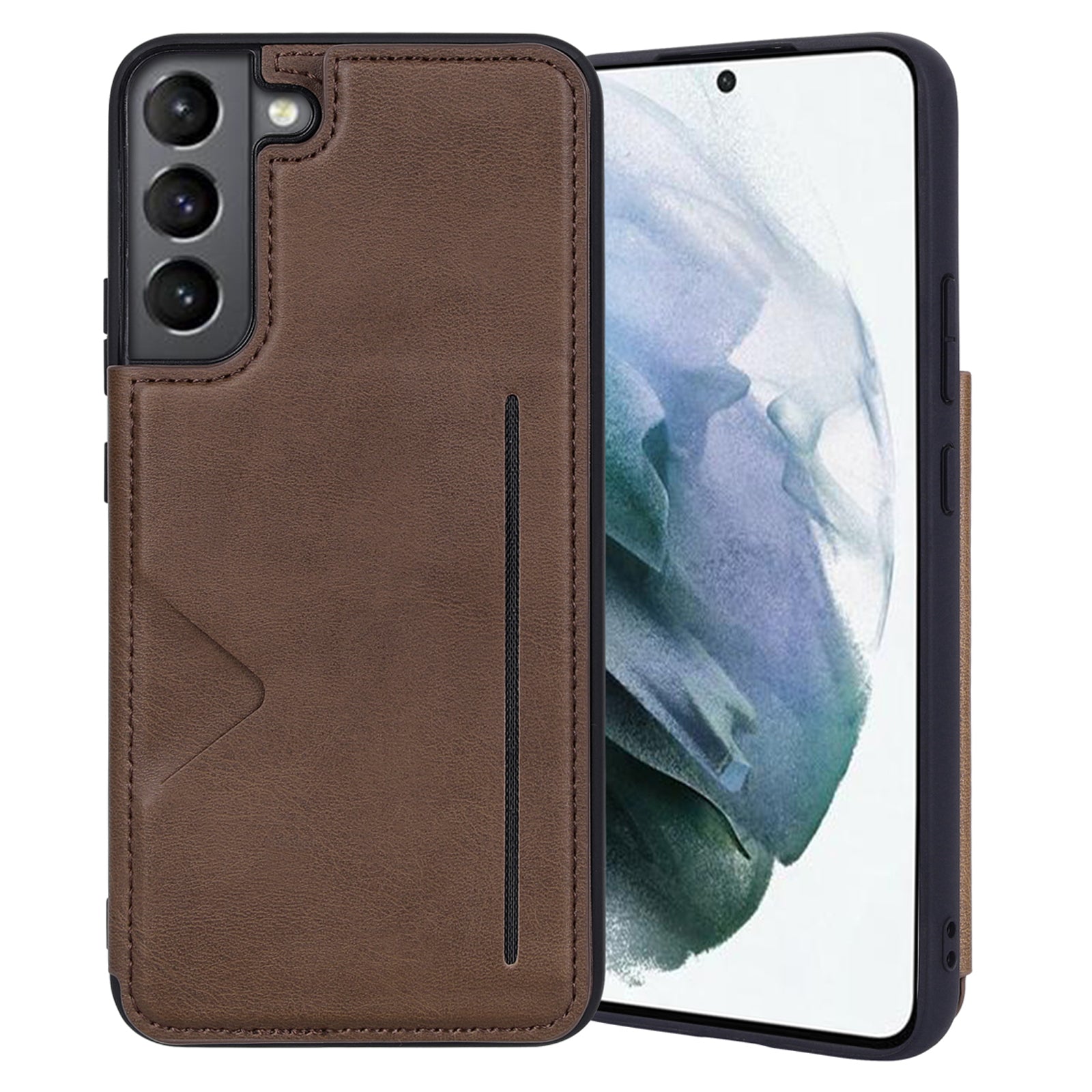 HANMAN Mika Series For Samsung Galaxy S23 PU Leather Coated TPU Protective Case Magnetic Card Slots Design Cell Phone Shell Cover
