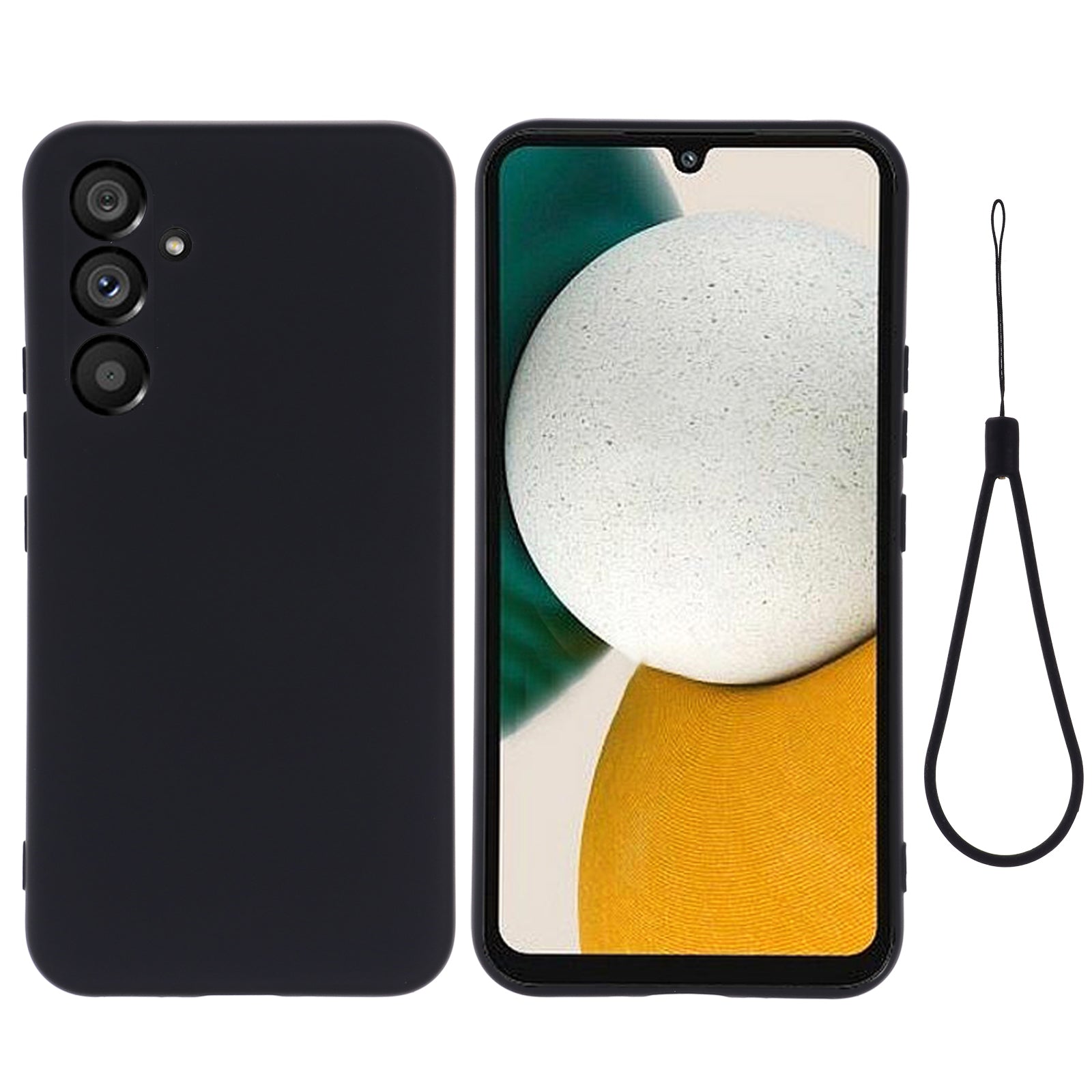 For Samsung Galaxy A34 5G Scratch-resistant Liquid Silicone Case Cell Phone Cover Protector with Strap