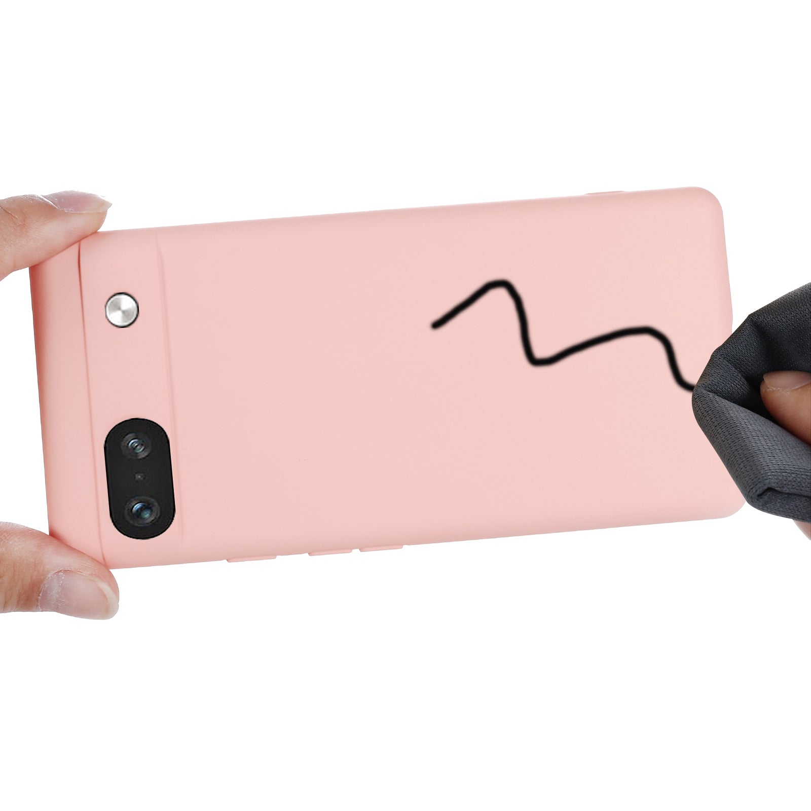 For Google Pixel 7a Liquid Silicone Case Cell Phone Cover Bump Proof Protector with Strap