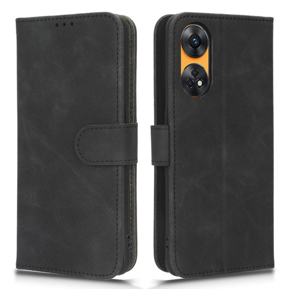 For Oppo Reno8 T 4G Anti-scratch Skin-touch PU Phone Leather Case Wallet Stand Cell Phone Cover
