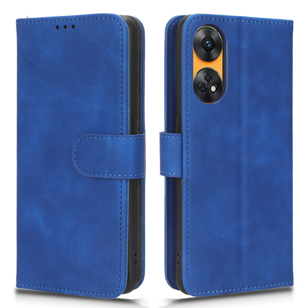 For Oppo Reno8 T 4G Anti-scratch Skin-touch PU Phone Leather Case Wallet Stand Cell Phone Cover
