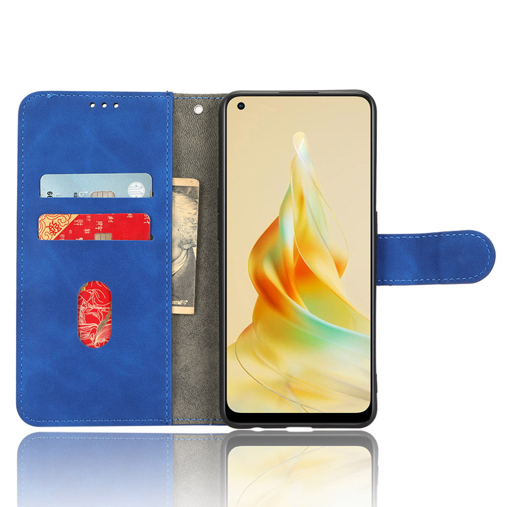 For Oppo Reno8 T 4G Anti-scratch Skin-touch PU Phone Leather Case Wallet Stand Cell Phone Cover