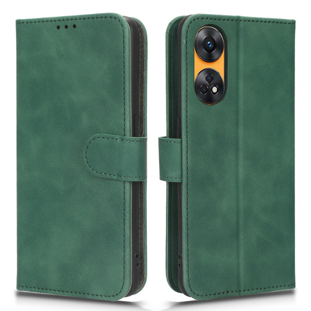 For Oppo Reno8 T 4G Anti-scratch Skin-touch PU Phone Leather Case Wallet Stand Cell Phone Cover