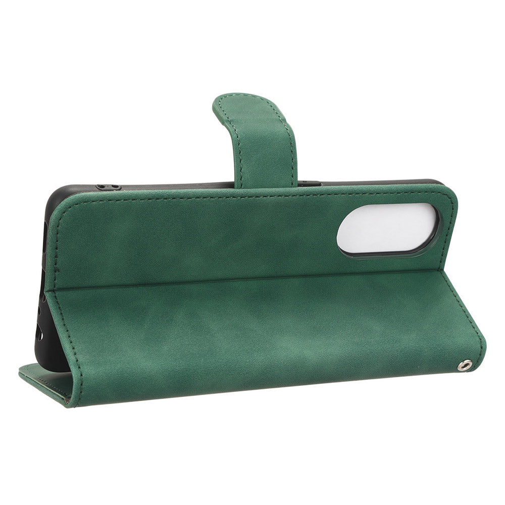 For Oppo Reno8 T 4G Anti-scratch Skin-touch PU Phone Leather Case Wallet Stand Cell Phone Cover