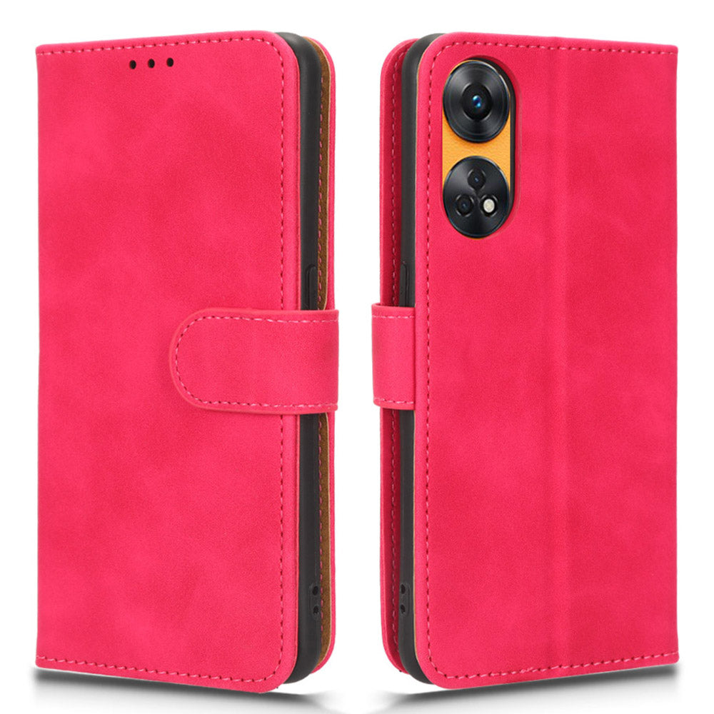 For Oppo Reno8 T 4G Anti-scratch Skin-touch PU Phone Leather Case Wallet Stand Cell Phone Cover