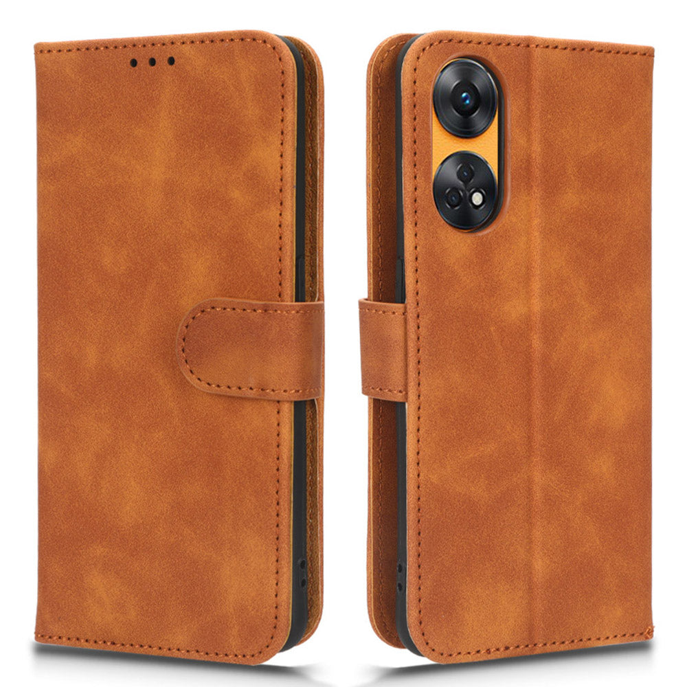 For Oppo Reno8 T 4G Anti-scratch Skin-touch PU Phone Leather Case Wallet Stand Cell Phone Cover