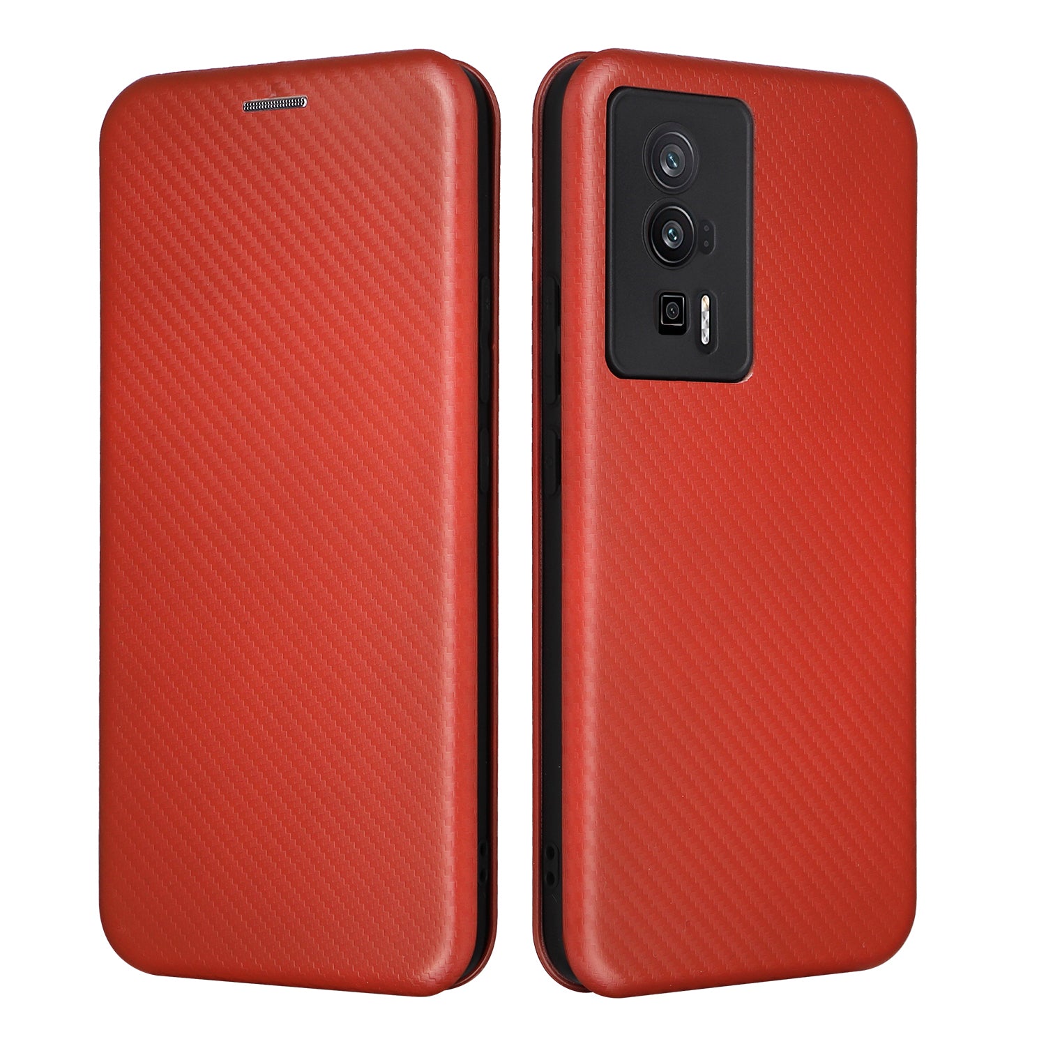 Phone Case for Xiaomi Poco F5 Pro 5G Redmi K60 Pro 5G K60 5G Card Slot PU Leather Magnetic Auto-absorbed Stand Carbon Fiber Texture Phone Cover