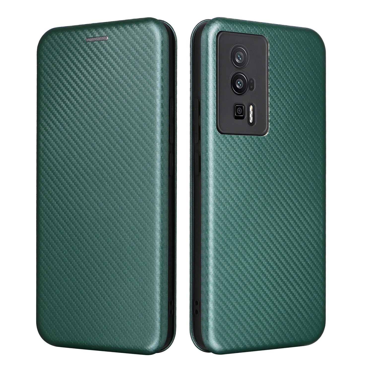 Phone Case for Xiaomi Poco F5 Pro 5G Redmi K60 Pro 5G K60 5G Card Slot PU Leather Magnetic Auto-absorbed Stand Carbon Fiber Texture Phone Cover