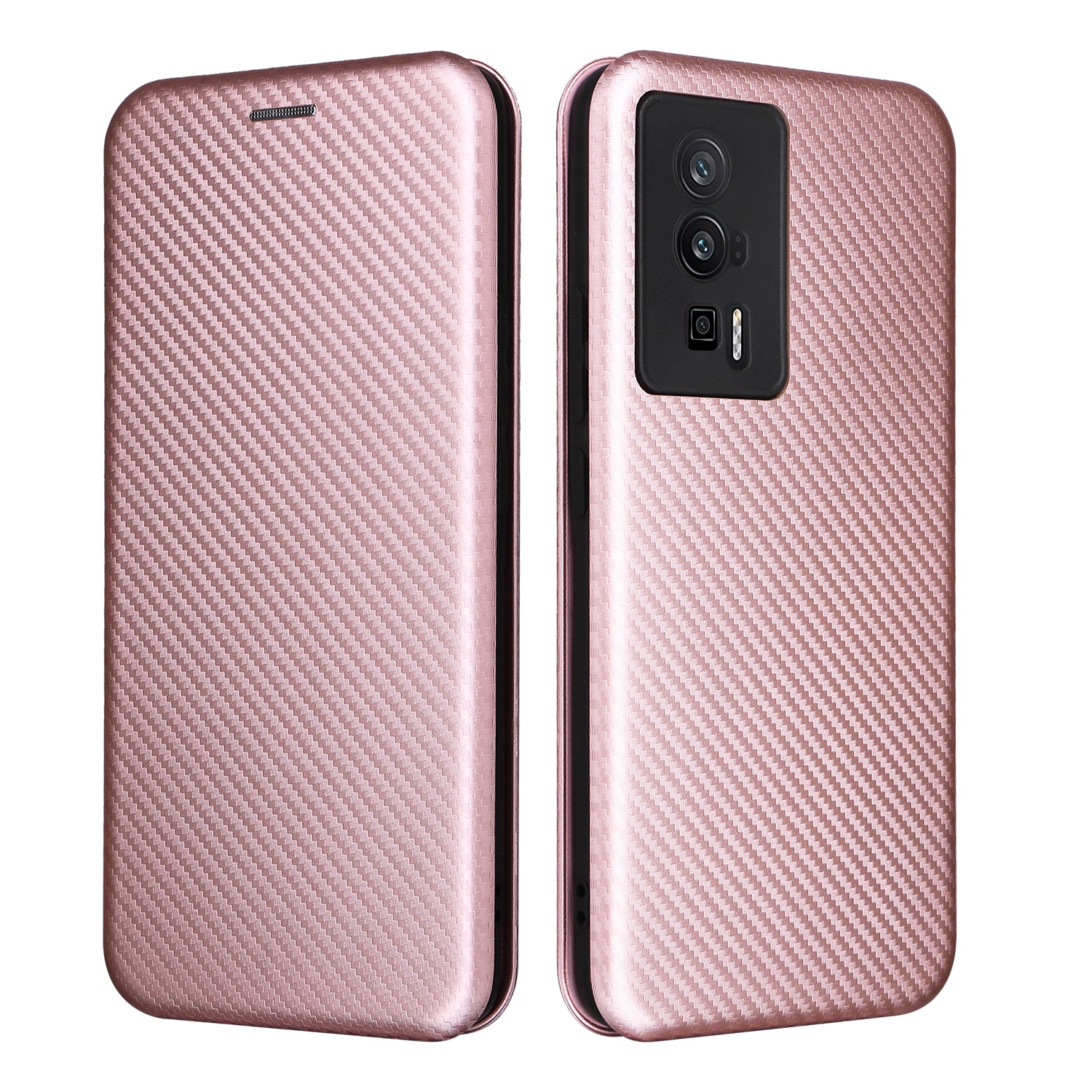 Phone Case for Xiaomi Poco F5 Pro 5G Redmi K60 Pro 5G K60 5G Card Slot PU Leather Magnetic Auto-absorbed Stand Carbon Fiber Texture Phone Cover