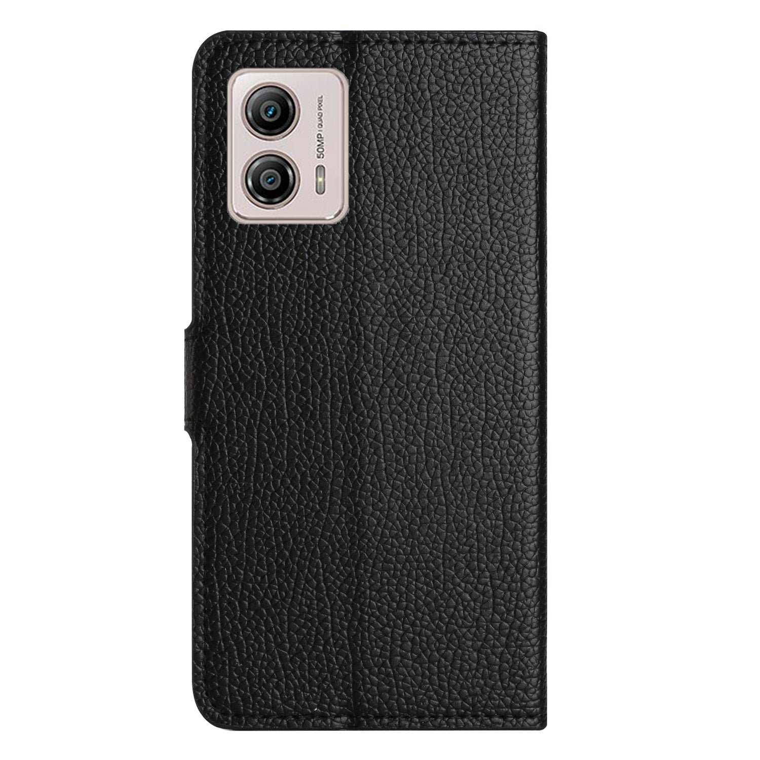 For Motorola Moto G73 5G Litchi Texture Folding Stand Phone Case Magnetic Clasp PU Leather Drop-proof Wallet Cover - Black
