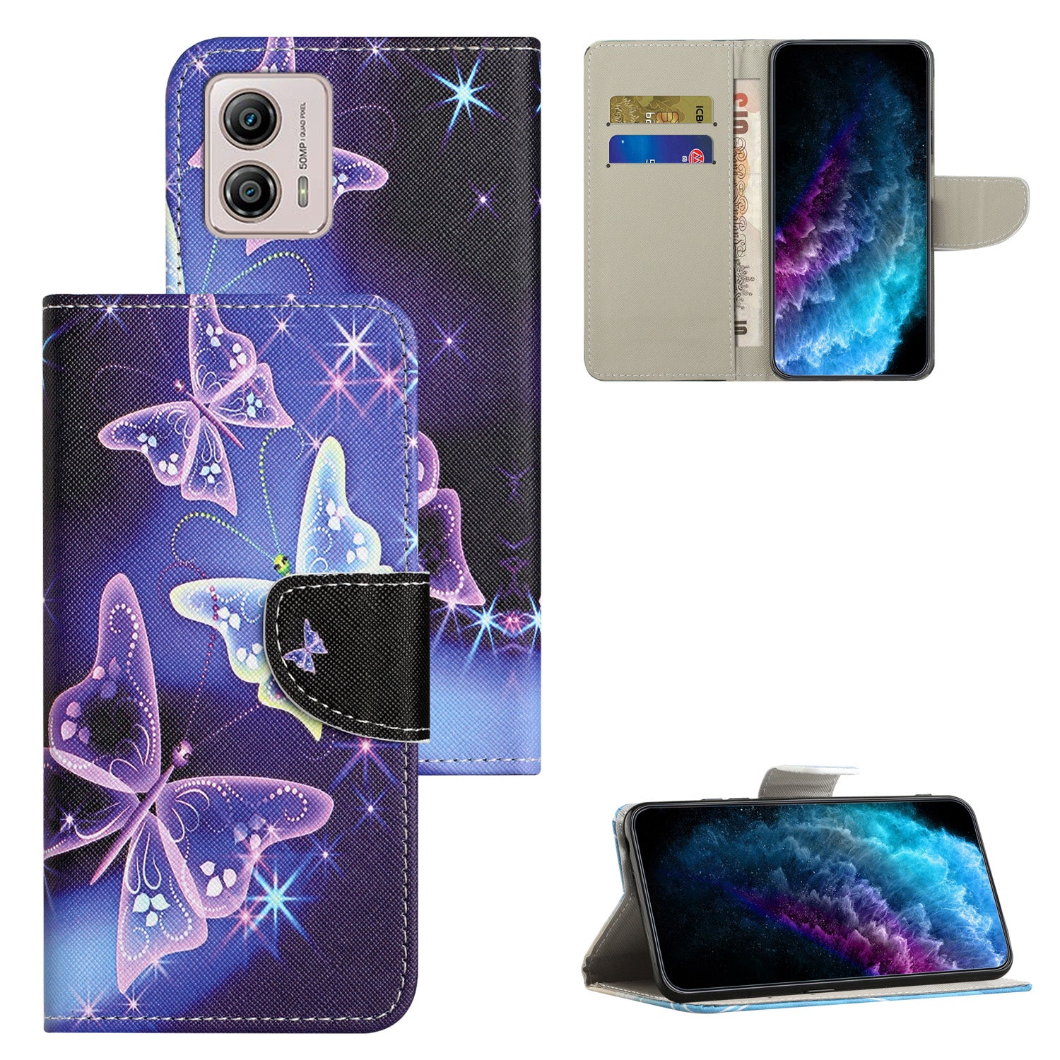 For Motorola Moto G73 5G Leather Stand Phone Case Pattern Printing Cross Texture Anti-drop Wallet Cover