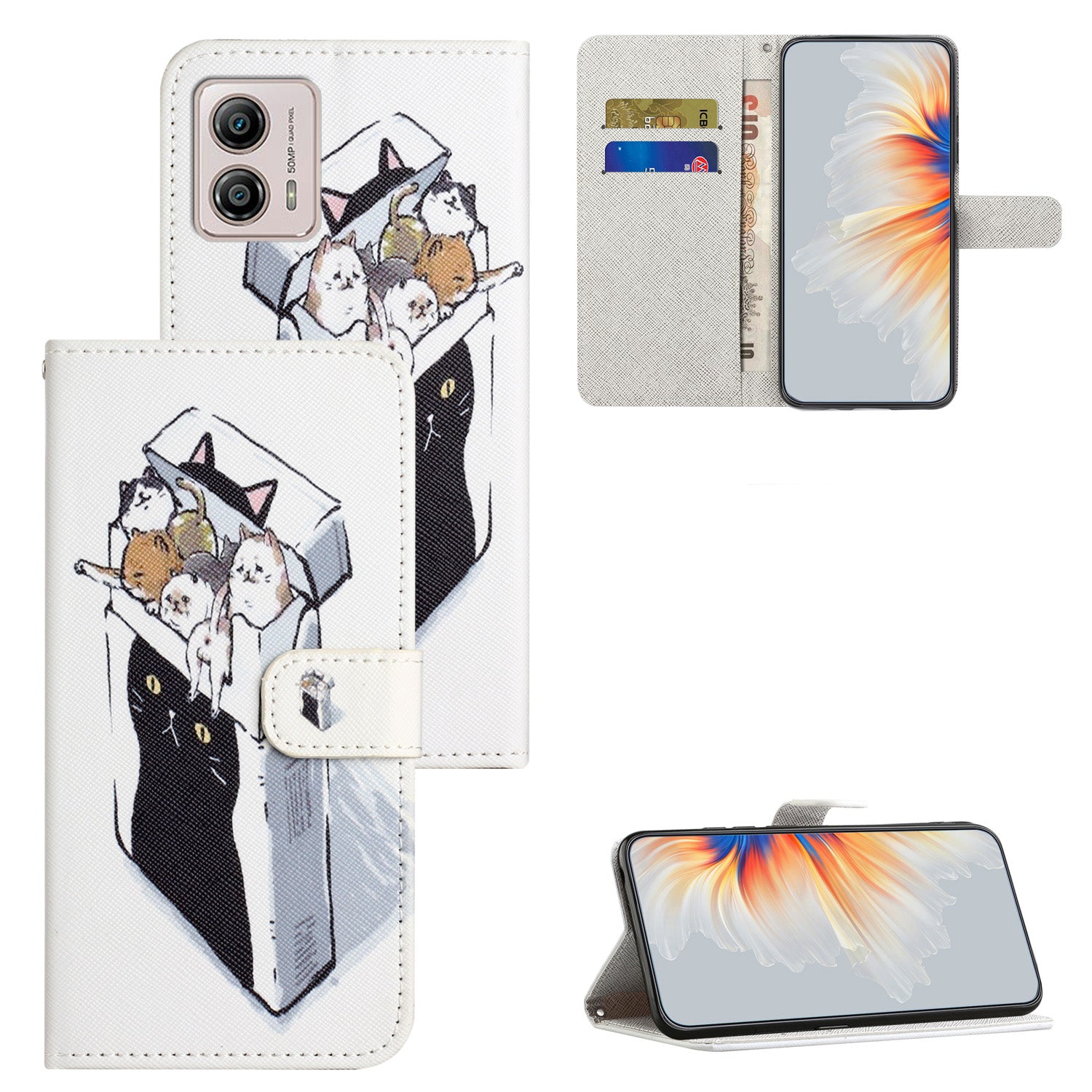 For Motorola Moto G73 5G PU Leather Wallet Phone Case 3D Pattern Printing Foldable Stand Cover
