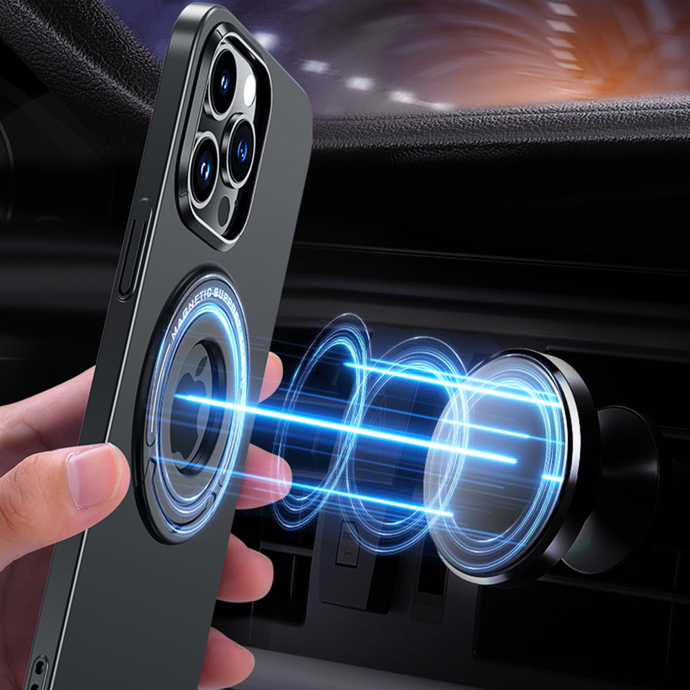 For iPhone 14 Pro Max Kickstand Magnetic Phone Case Metal Smartphone Cover Compatible with MagSafe