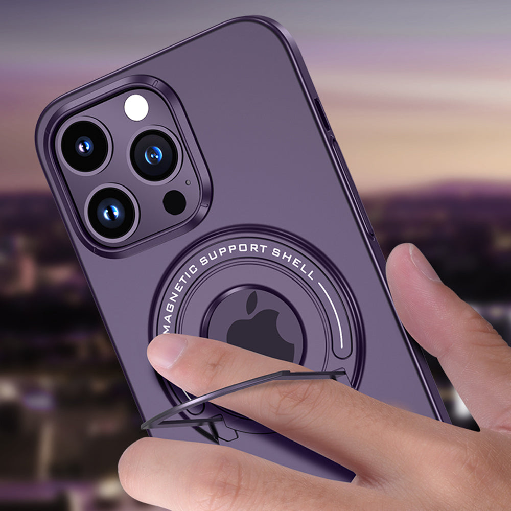 For iPhone 14 Pro Max Kickstand Magnetic Phone Case Metal Smartphone Cover Compatible with MagSafe