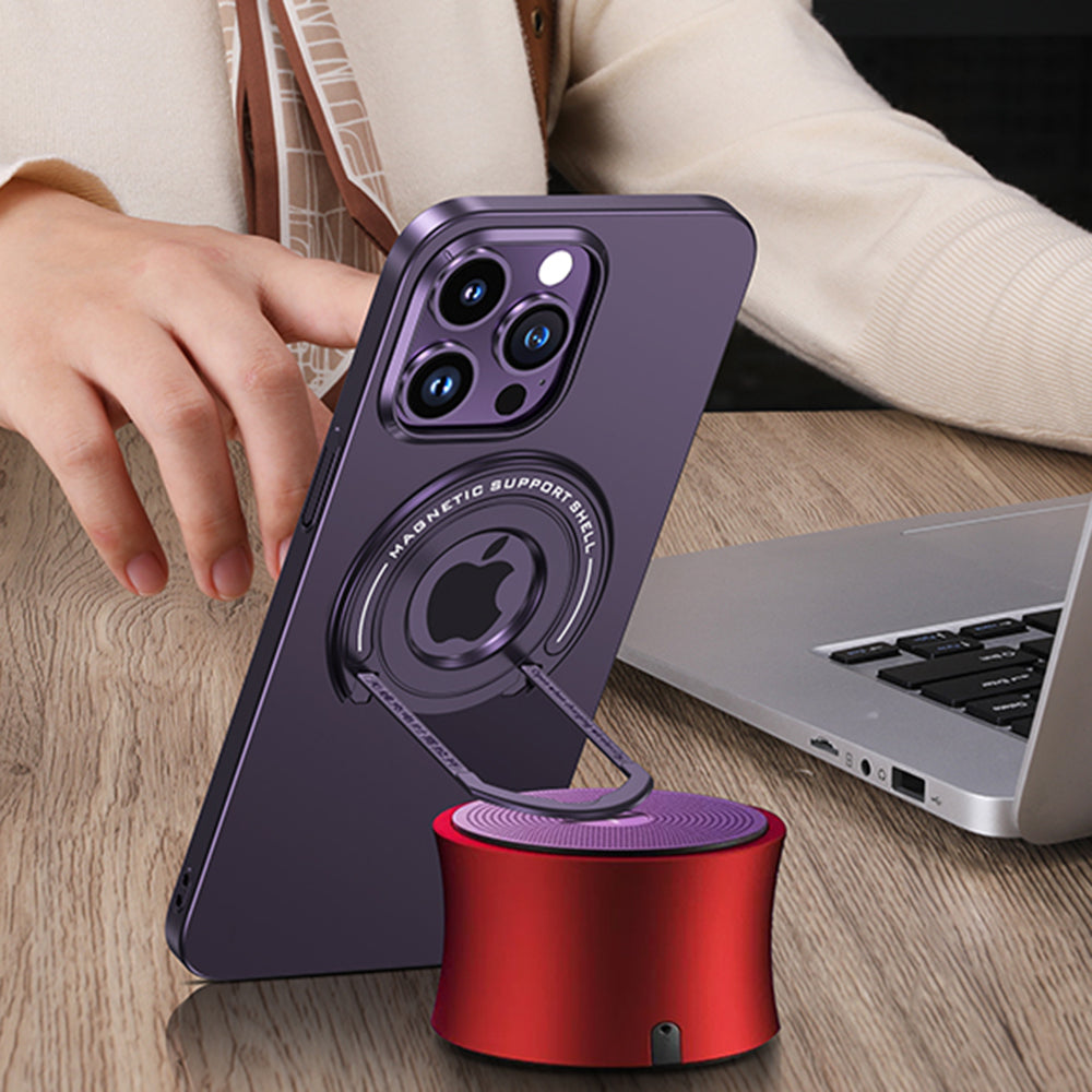 For iPhone 14 Pro Max Kickstand Magnetic Phone Case Metal Smartphone Cover Compatible with MagSafe