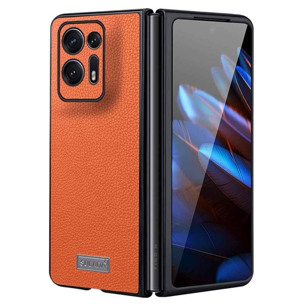 SULADA Electroplating Phone Case for Oppo Find N2 5G Slim Fit PU Leather Coated PC TPU Hybrid Protective Cover