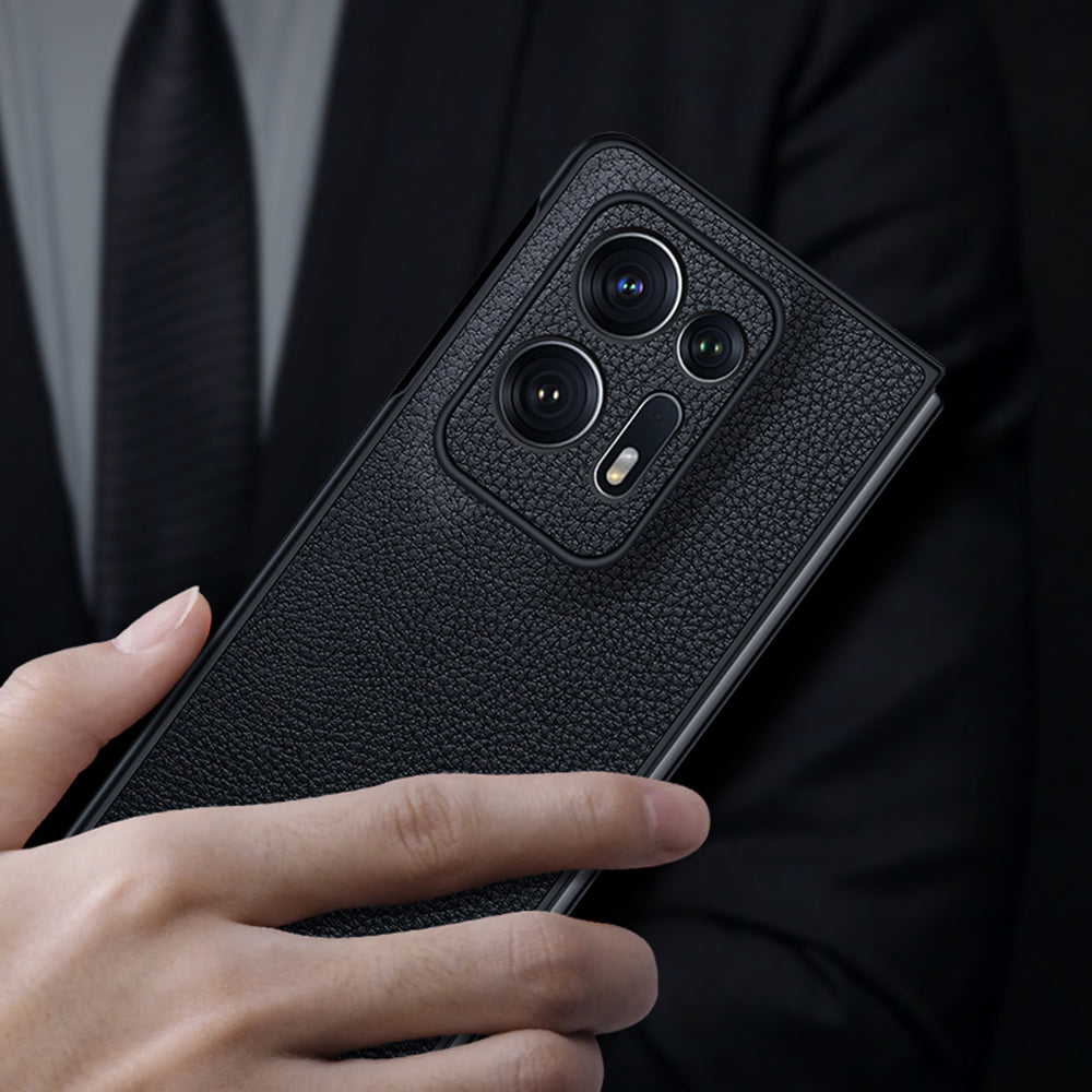 SULADA Electroplating Phone Case for Oppo Find N2 5G Slim Fit PU Leather Coated PC TPU Hybrid Protective Cover