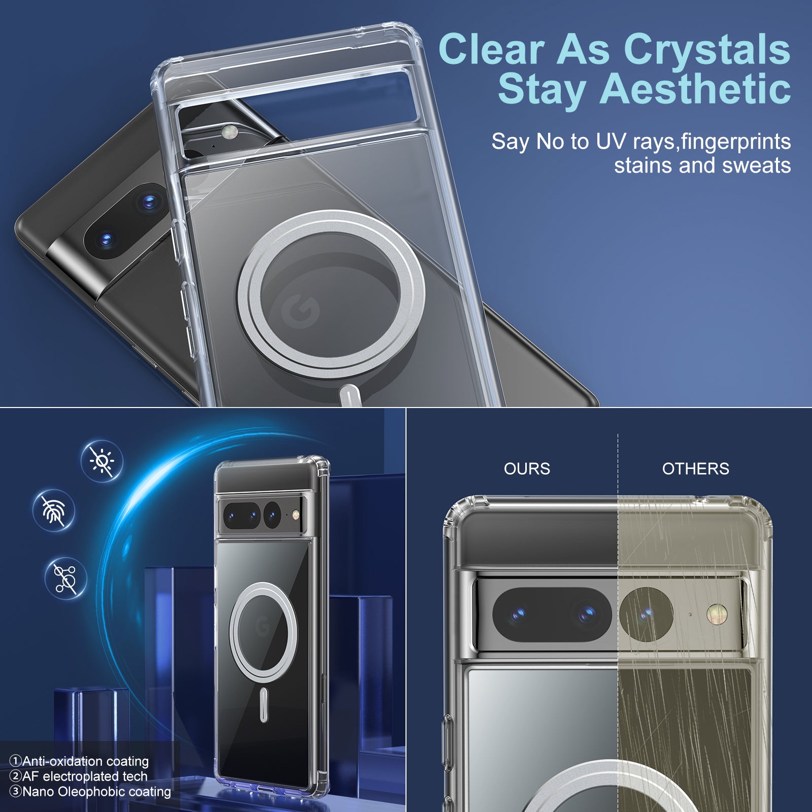 Cell Phone Cover For Google Pixel 6 Pro 5G Anti-scratch Crystal Clear Phone Case with Tempered Glass Camera Lens Cover